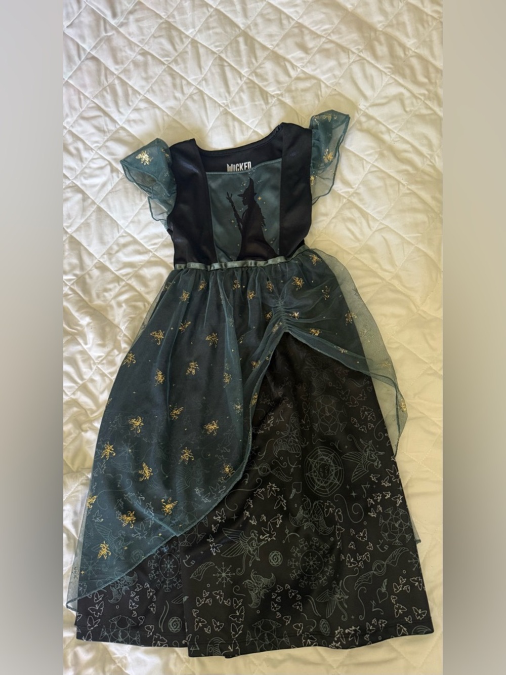 Wicked Elphaba Girls Dress Costume Green Black Size 6/6X